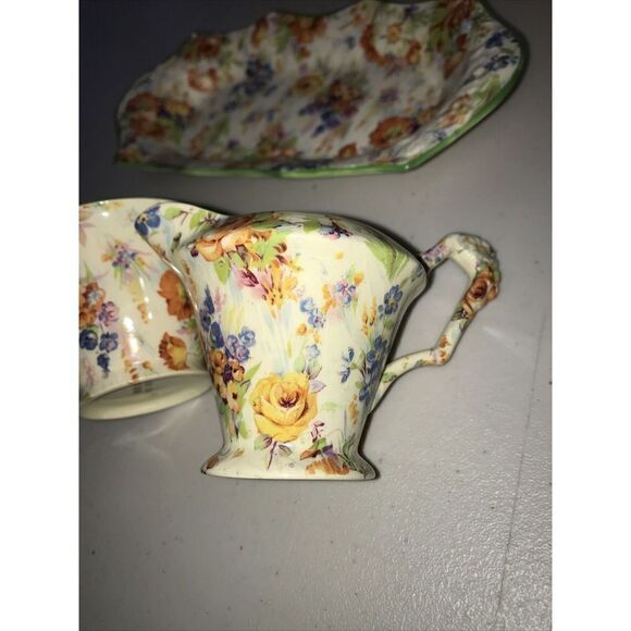 James Kent Chintz Dish Creamer & Sugar Bowl Set Of 3 England Floral - Picture 7 of 13